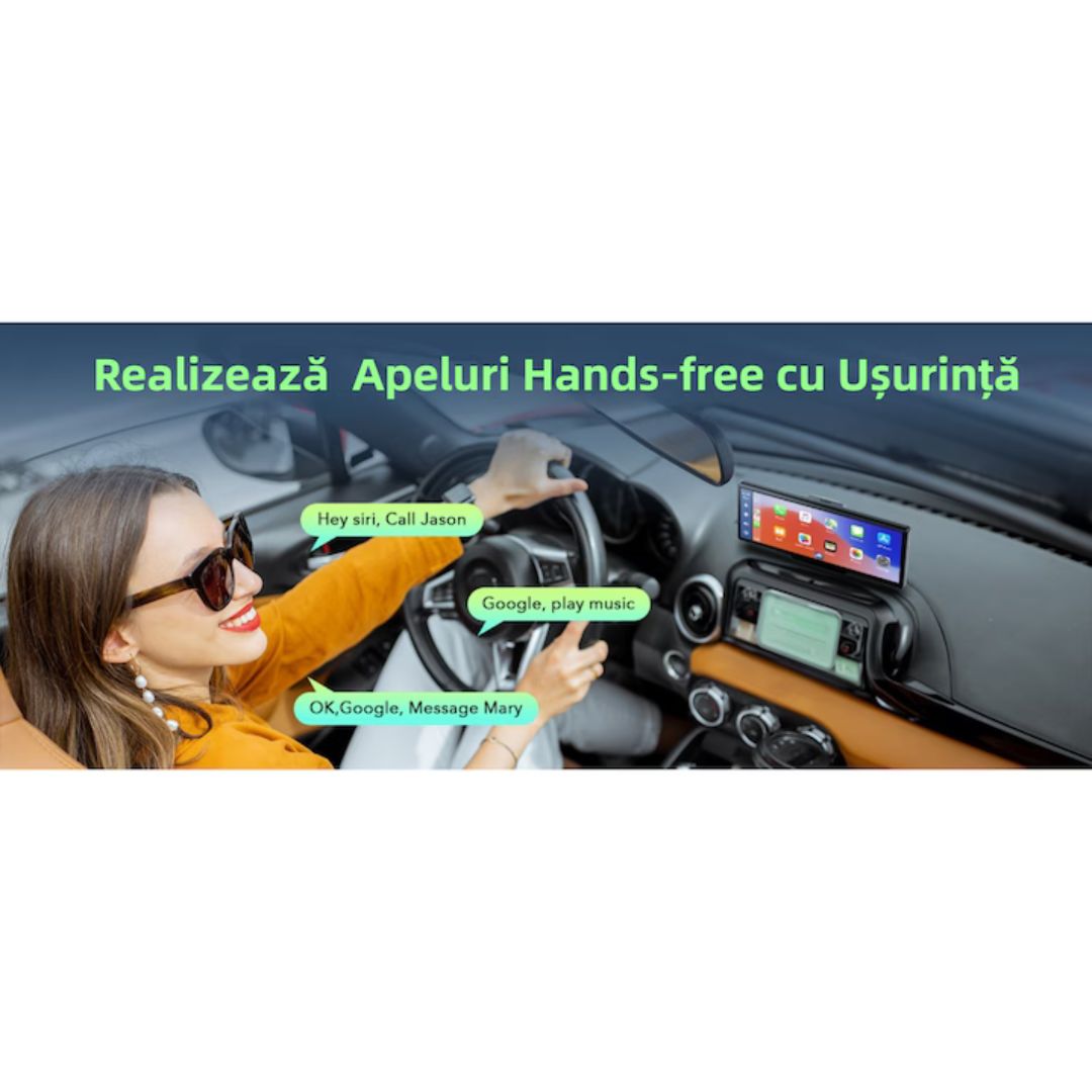 Sistem navigatie auto Multimedia DVR 26 cm,10.26 inch, 2 camere - 4K/1080 Reglabile, Senzor Intensitate Lumina, Upgrade Sunet Dual, G-Senzor, Split-screen HD 4K full-touch Detasabil, GPS prin CarPlay/AndroidAuto